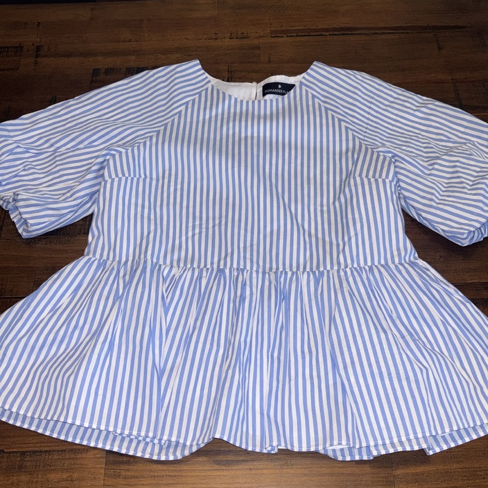Pomander Place Striped Peplum Blouse - Picture 2 of 6